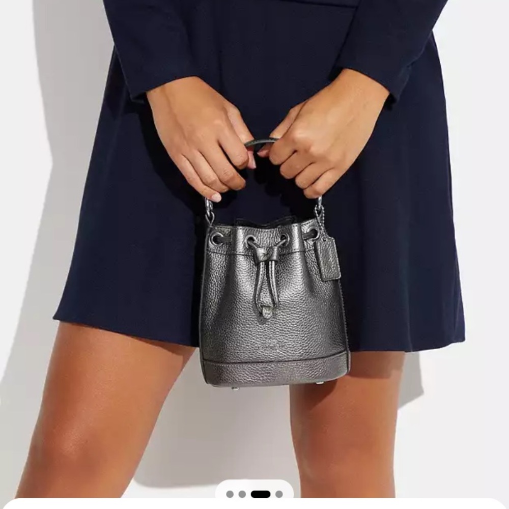 Coach Mini Dempsey Drawstring Bucket Bag-gunmetal